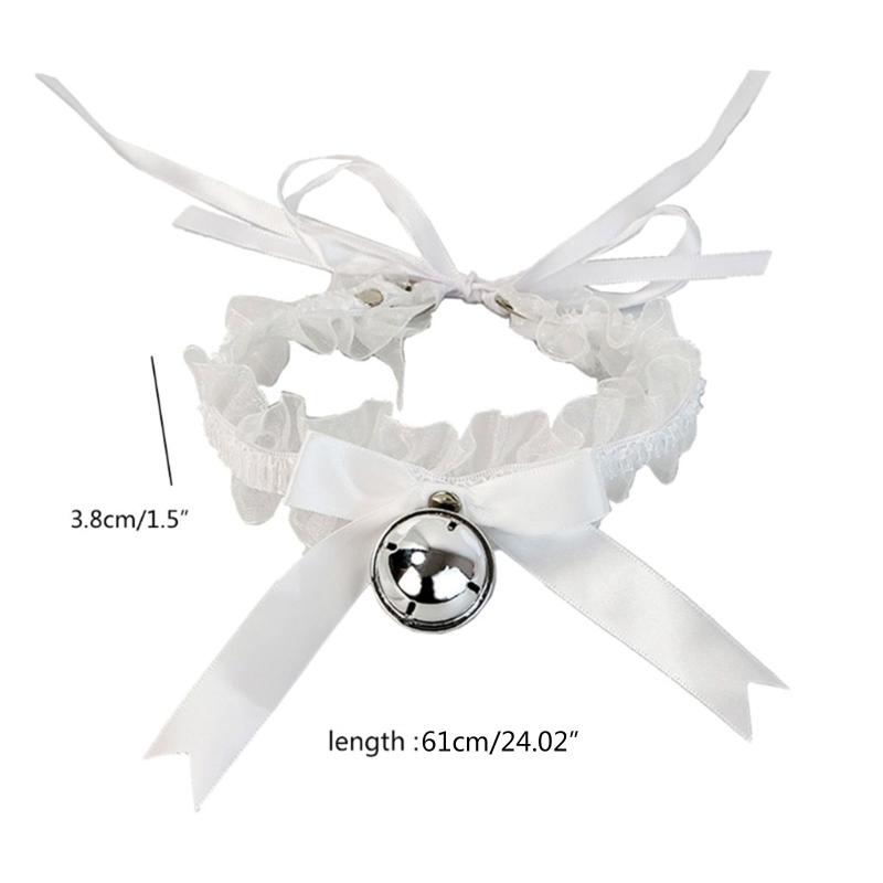 Choker in Pizzo con Campanellino Gatto Dolce Carino Gotico Choker Staccabile Cosplay Festa Gioiello Regolabile Nero Rosa Bianco