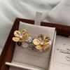 Unique Design Contrasting Color Zircon Flower Earrings Metallic Sense Exquisite Cold Wind Stud Earrings