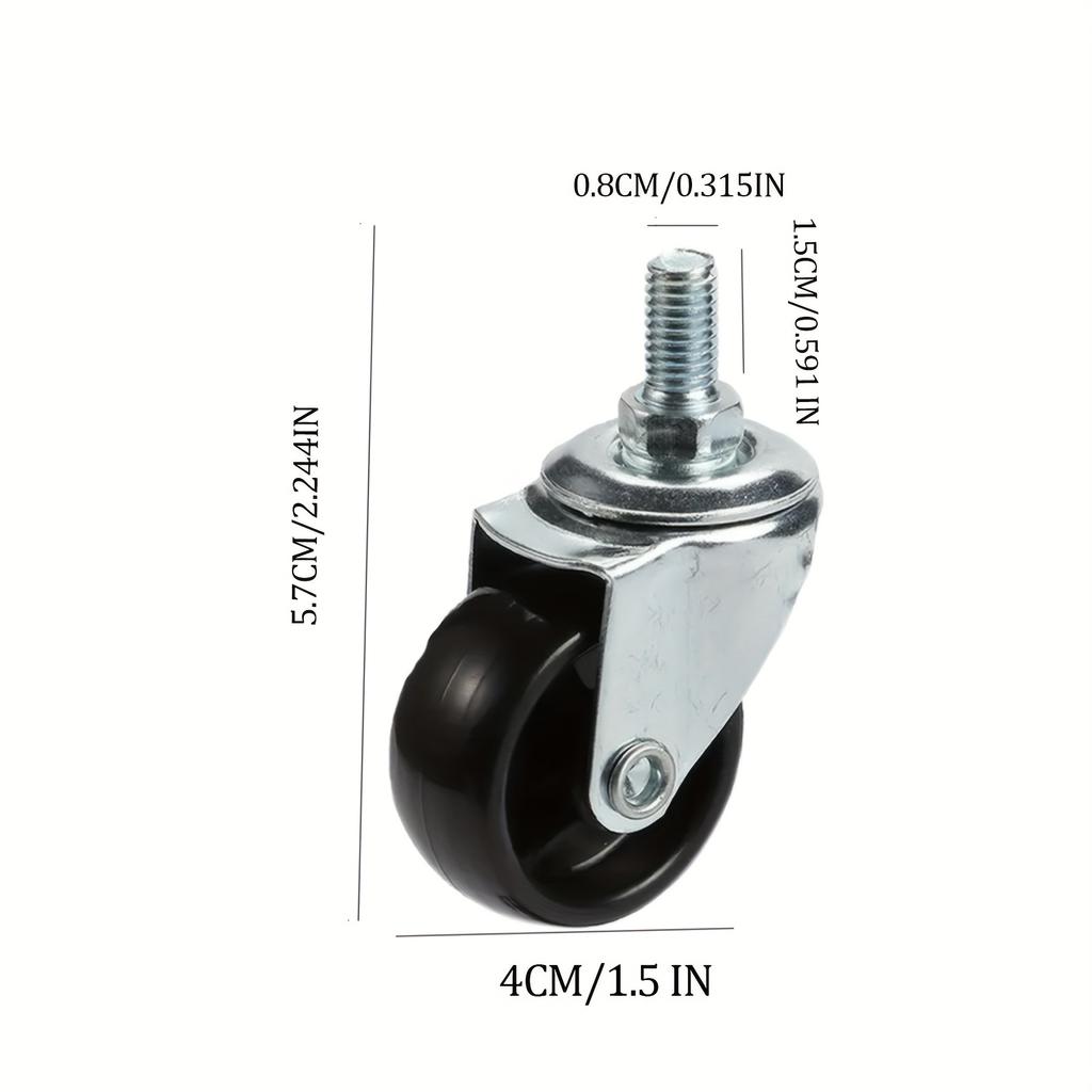 1,5 tommers kraftige svinghjul, M8*15mm, Stillegående gjengestang for vogn, møbelben, barnesenghjul, verkbenktilbehør