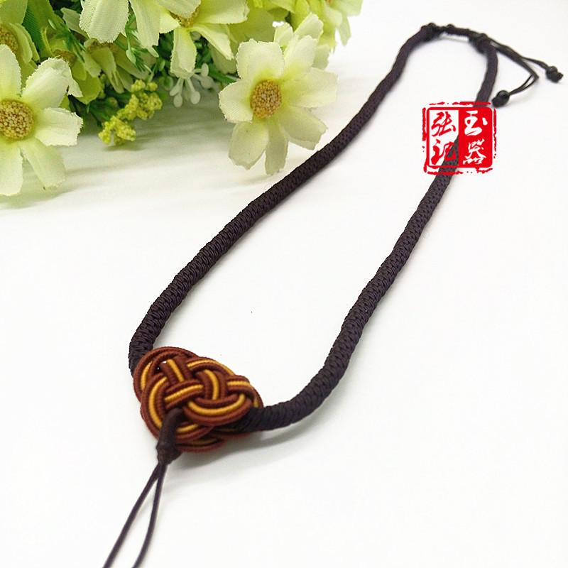 Ethnic Style Adjustable Handmade Jade Pendant Necklace Rope