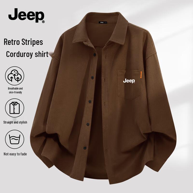JEEP Men s Casual Corduroy Long Sleeve Shirt M