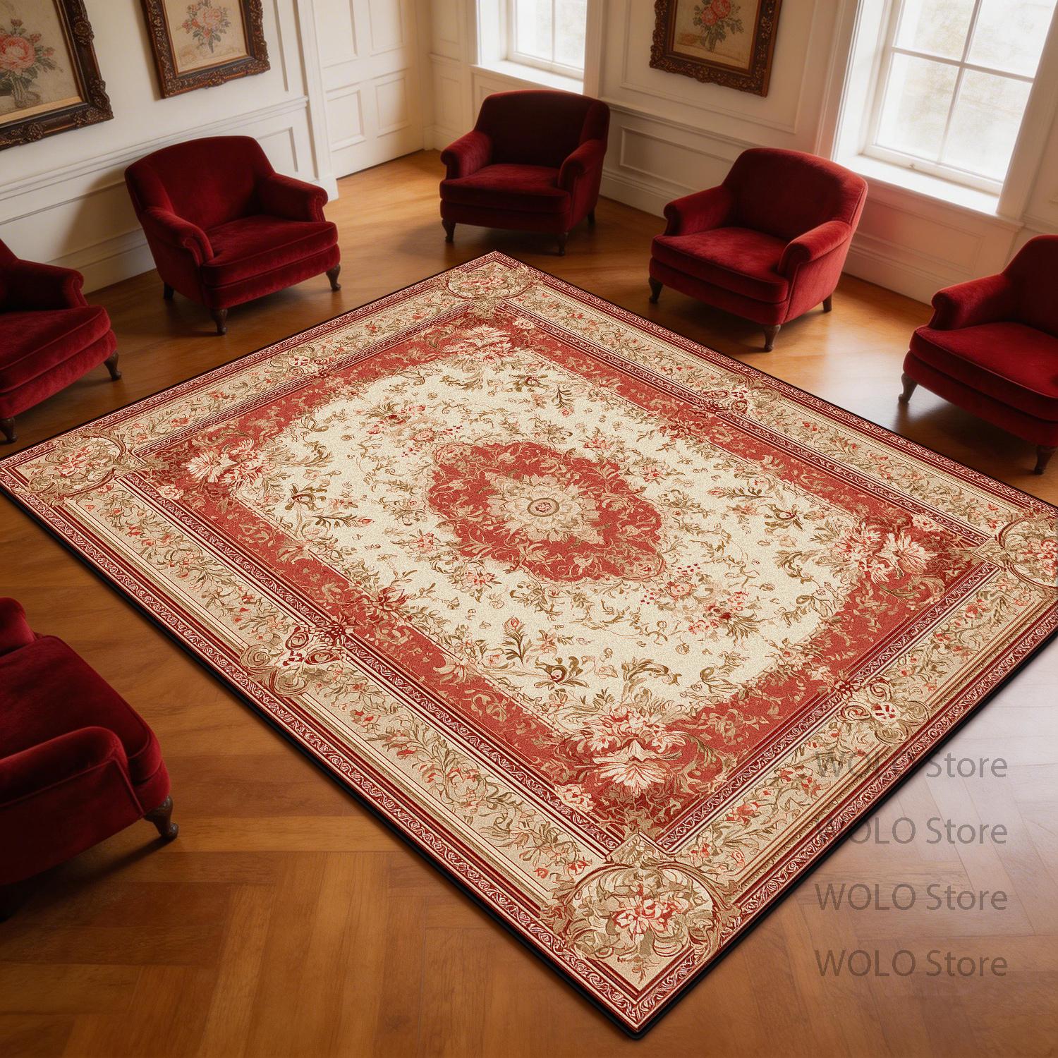 

Retro Persian Pink Carpet Bedroom Bedside Household Ethnic Style Coffee Floor Mat Sofa Table Non-slip Rug Machine Washable 60x90cm