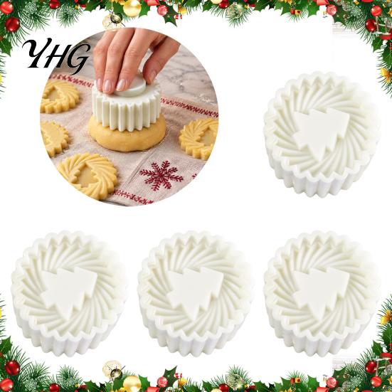Reusable Christmas Baking Supplies Tree Cookie Mold, 2-in-1 Double-Sided Biscuit Press for DIY Compact Kitchen Utensils And Mooncakes, Pastry