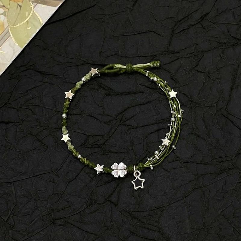 Vintage Four-Leaf Clover Lucky Hand-Woven Bracelet For Women Fine Fashion Party Jewelry Gifts