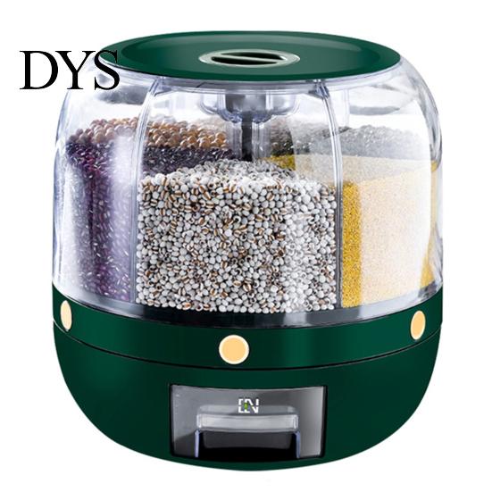 Rotating Grain Organizer Storage Holder Large Capacity One Button Opening Good Sealing Container Food Grade Detailed Division Design Jar Kitchen