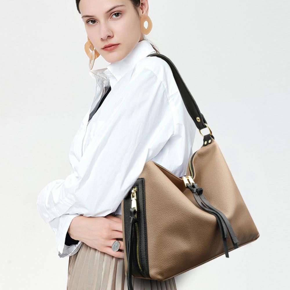 Borsa a Mano Trendy da Donna Inverno 2025 Borsa a Tracolla Casual per Mamme Borsa da Shopping Multifunzione con Chiusura a Zip