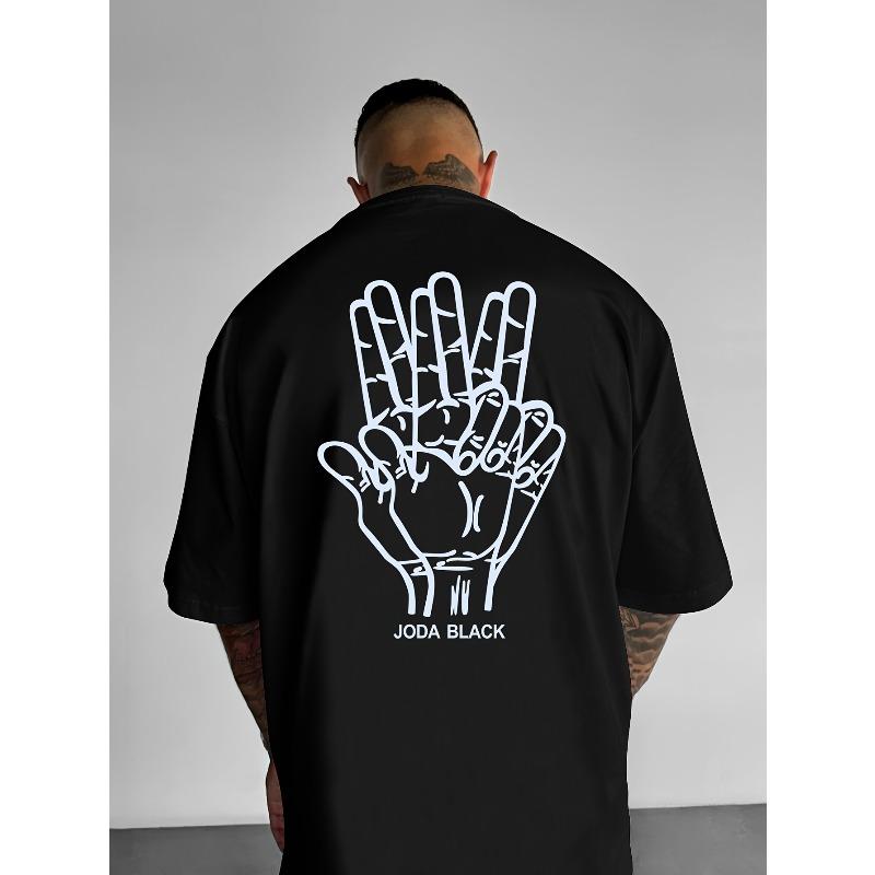 Men's Round Neck American Street Letter Loose T-shirt, Suitable for Summer Casual