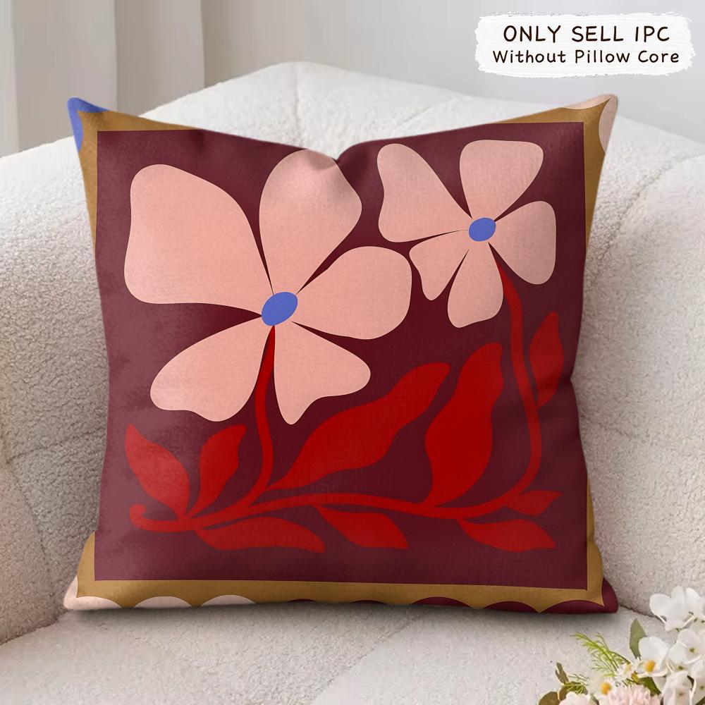 Flower Ins Simple Art Cushion Cover Silky Short Plush Invisible Zipper Dustproof Sofa Pillow Case For Home Decor
