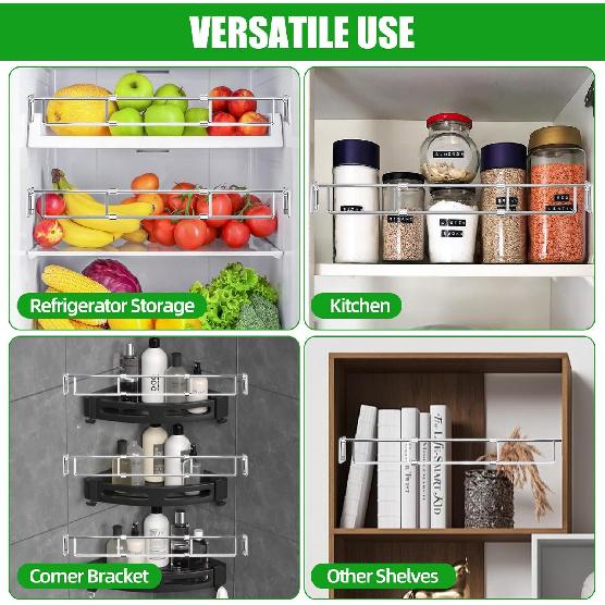 RV Refrigerator Tension Rods, 4 Pcs RV Fridge Bars Adjustable 14-25.6", RV Refrigerator Bars Fridge Accessories Stainless Steel Shelf Tension Rods