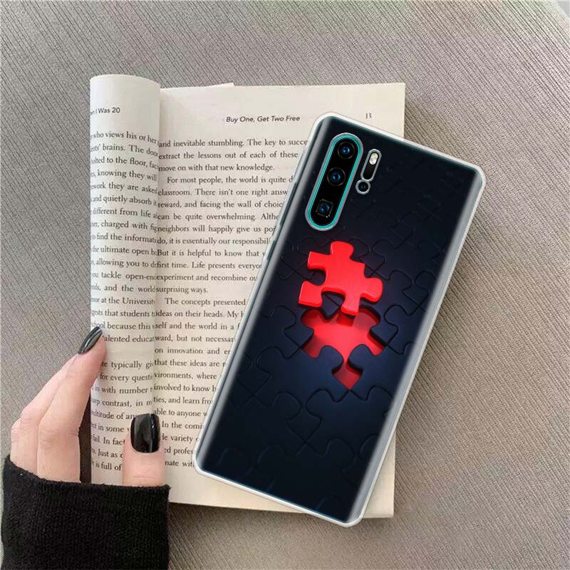 Autism Support Puzzle Phone Case For Huawei P50 Pro P10 P20 P30 P40 Lite Cover Mate 40 30 20 10 Lite Capa Shell