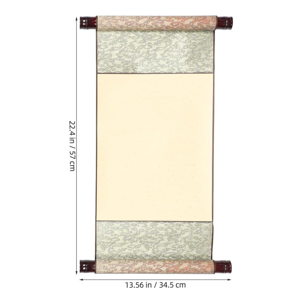 TEHAUX Hanging Scroll Calligraphy Scroll, Xuanshi White with Double Scrolls, Antique Style Blank Canvas for Calligraphy, Ink Painting, and Traditional