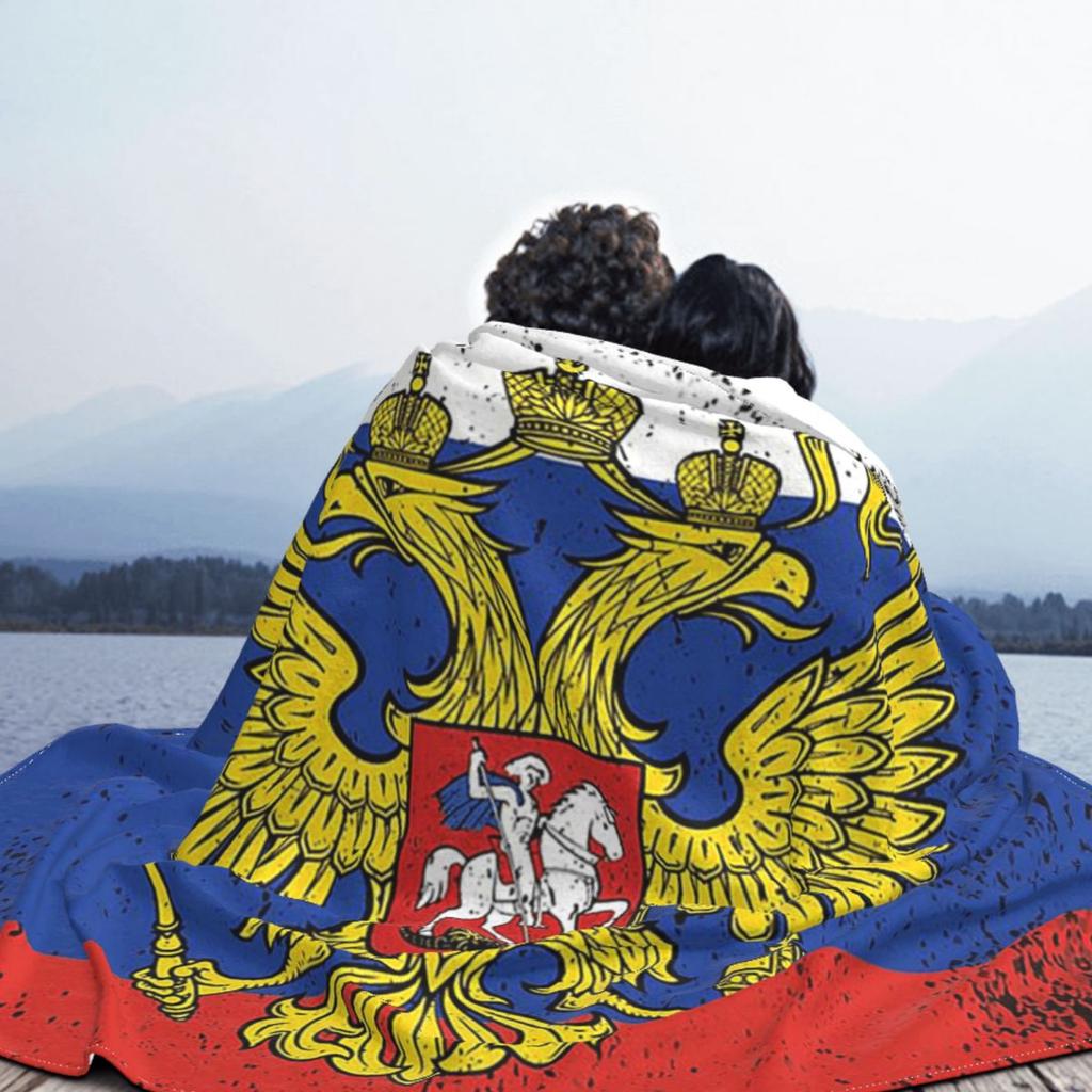 Coat Of Arms Of Russia Russian Flag Blankets Soft Warm Flannel Throw Blanket Plush for Bed Living Room Picnic Travel Home Couch