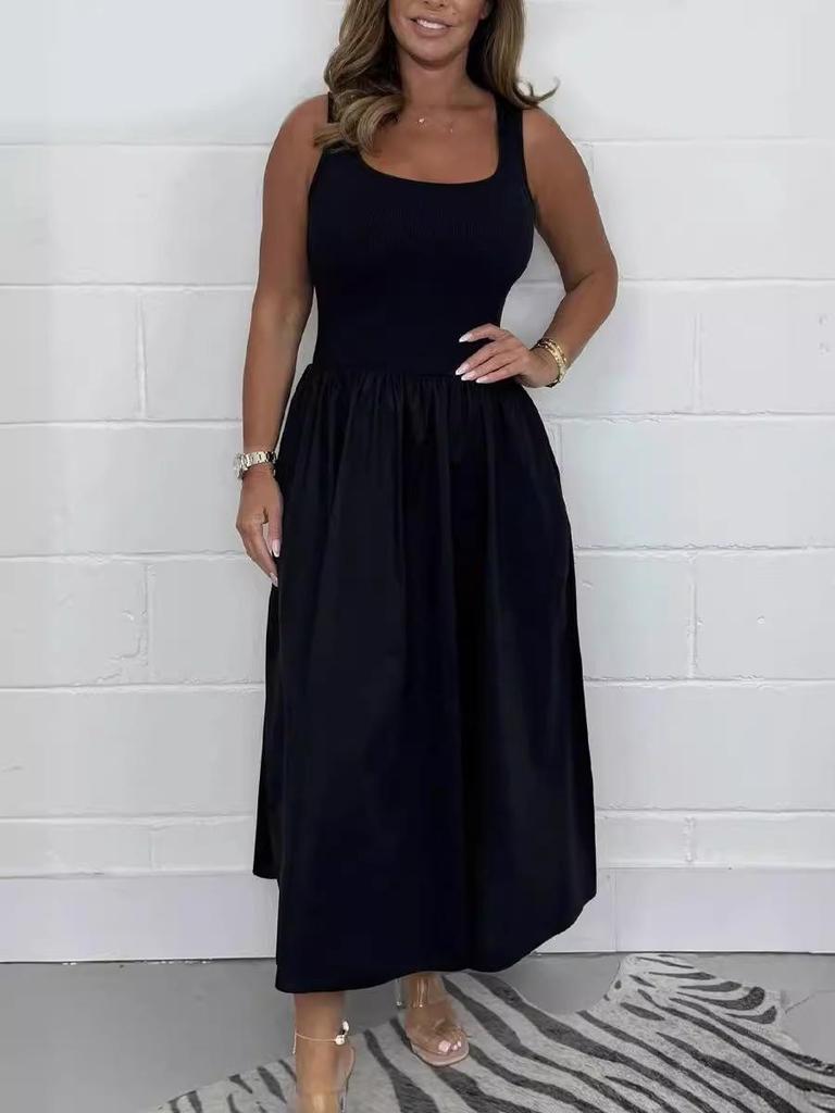 2026 Summer Women's High-End Waist-Cinched Casual Dress - Hot Selling Solid Color Skirt