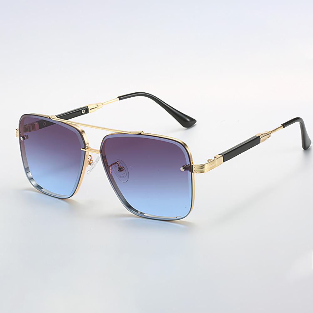 New In Vintage Sunglasses For Women Modern Fashionable Square Golden Edged Purple Gradient Lens Glasses Sun Glasses Gift