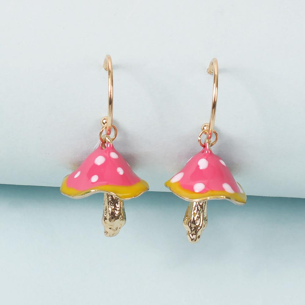Europe and The United States Creative Fantasy Cute Mori Small Mushroom Drop Earrings Color Drop Mushroom Earrings Selling Well.