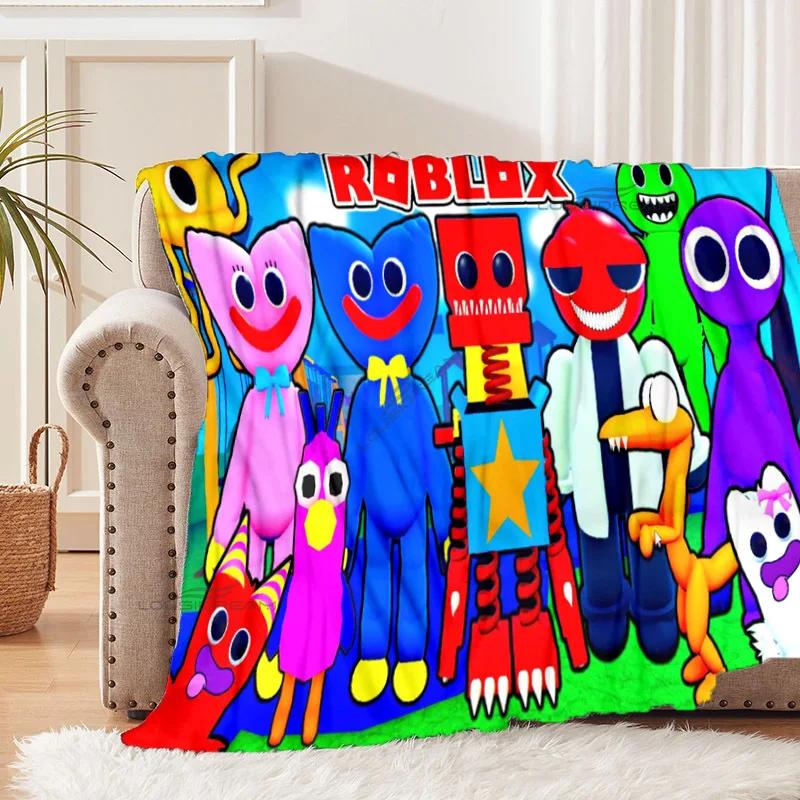 Popular Cartoon Rainbow Game Patterns Blanket Fashion Flannel Blanket Cosy Lazy Couch Cover Blanket Super Soft Sheet Mattresses