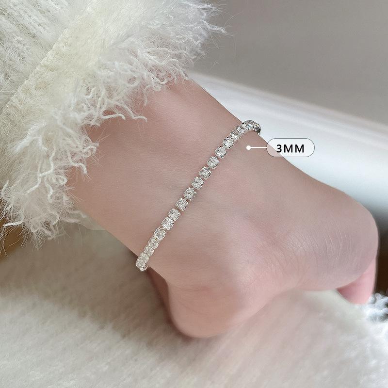 New 925 Silver Bracelet Simple Shiny Zircon Bracelet Temperament Personality Women Accessories Birthday Party Gift