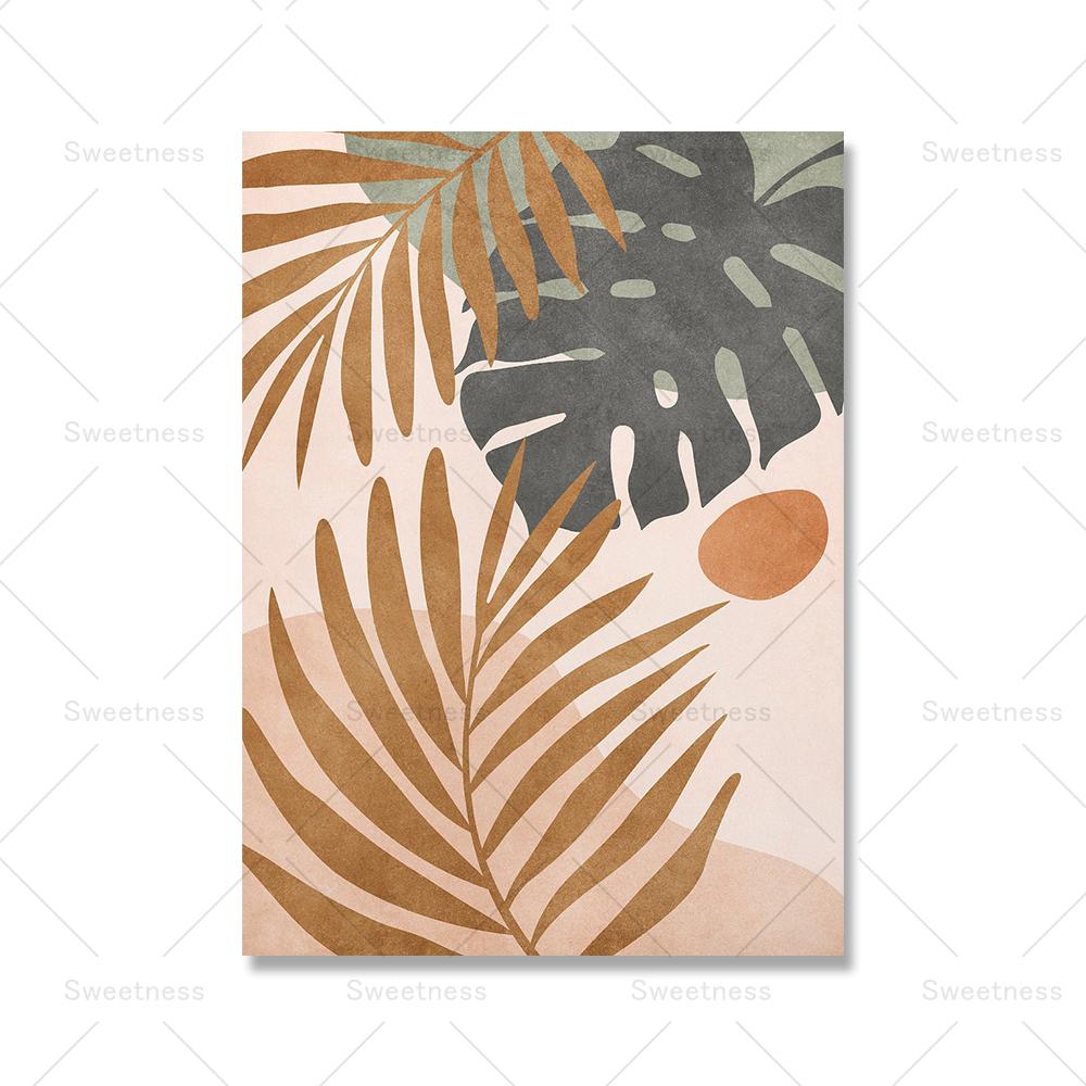Plant Leaves Sun Line Geometry Boho Abstract Gallery Nordic Wall Art Posters And Prints Painting Pictures For Living Room Decor No Frame