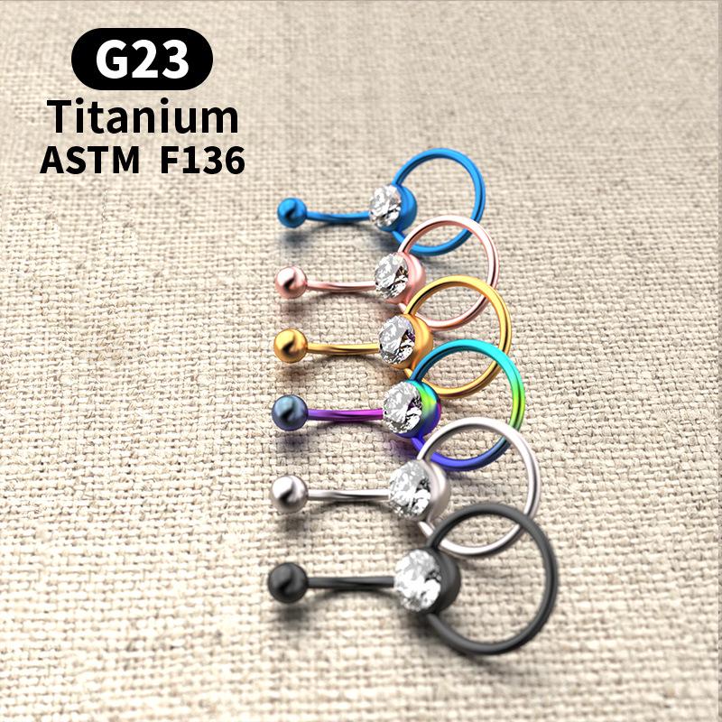 G23 Titanium Diamond Navel Ring - Captive Ball Belly Button Piercing 2023 New Titanium Alloy.