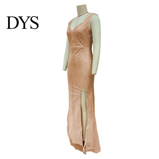 Women Fishtail Hem Dress Evening Deep V Neck Split Sequin Skinny Back Embellished Zipper Closure Sleeveless Prom Cocktail Party Floor Length Ball Gown