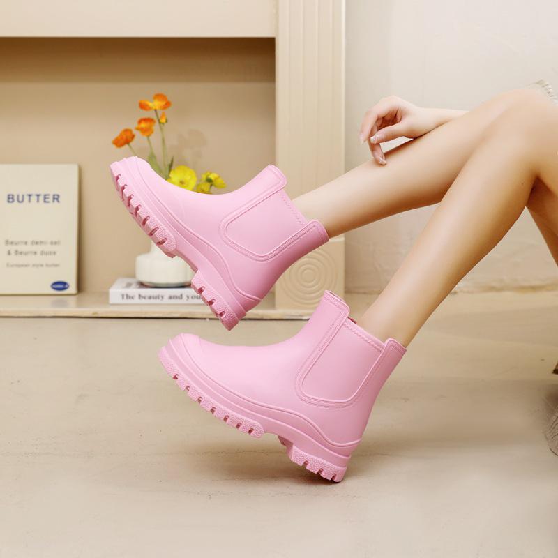 Women's Korean Style Chelsea Ankle Rain Boots - Versatile, Non-Slip, Waterproof Martin Boots.