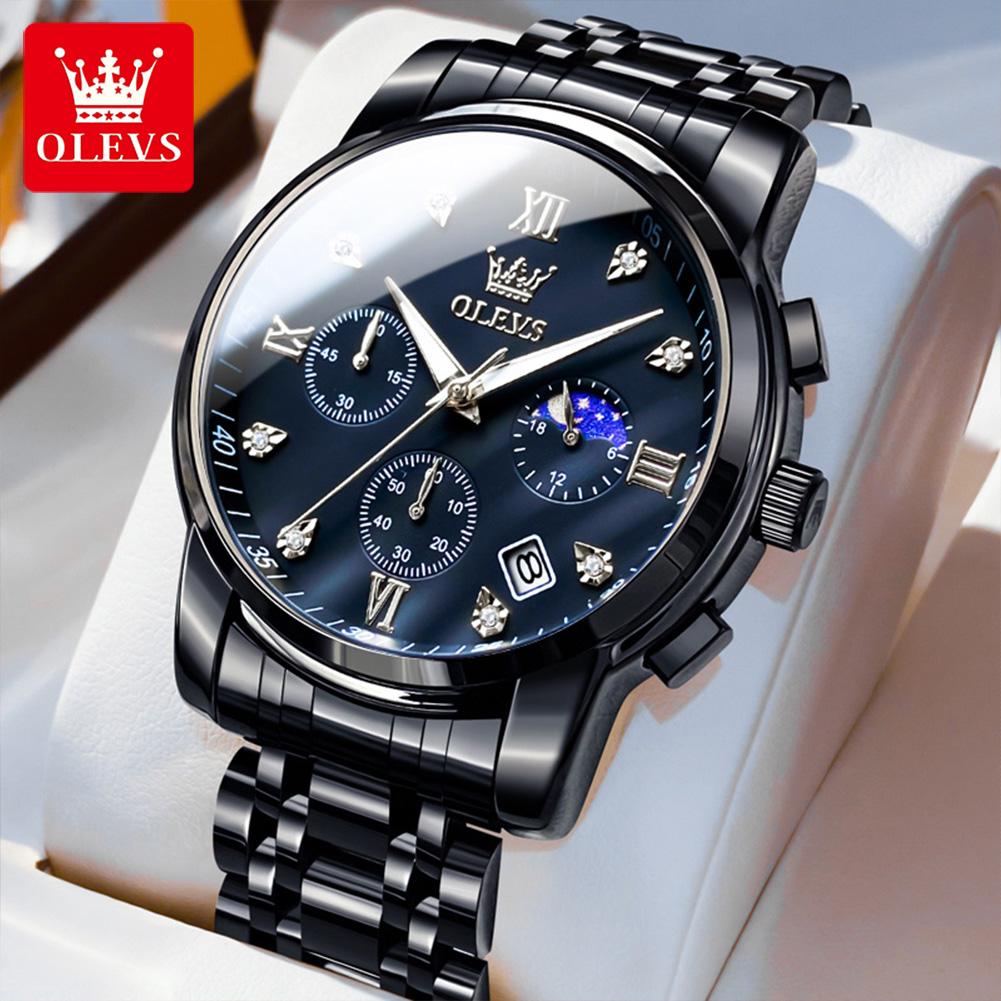OLEVS 2858 Quartz Watch Men's Deep Waterproof Stainless Steel Strap Calendar Luxury Men's Watch