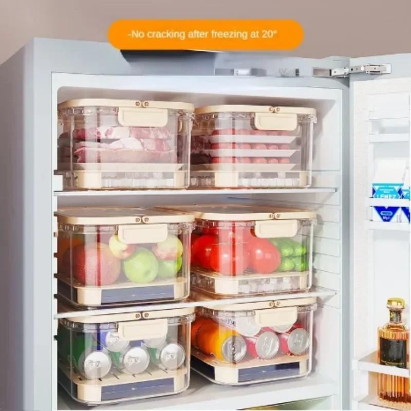 Portable Handheld Food Preservation Box Crisper Large Capacity Multifunctional Sealed  Vegetable Fruit Sealed Box Drain Basket