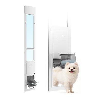 Dog Door for Sliding Glass Door, 1927 Mm To 2049 Mm Adjustable Height, Aluminum Alloy Frame with Flap, Rotating Hinge, Lock Design