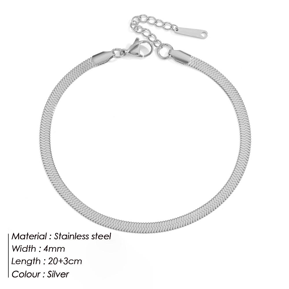 

Нержавеющая сталь Неаллергенный Мужской Цепь-лезвие Оптом Цвет серебристый Цепочка-змейка Браслет на ногу для женщин Пляжная цепочка на ногу