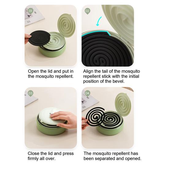 Porta mosquiteros portátil redondo, soporte para incienso repelente de mosquitos, placa metálica resistente a altas temperaturas, diseño a prueba de polvo, caja para mosquiteros