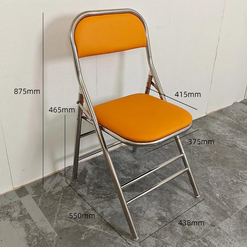For 304 Stainless Steel Dining Chair Outdoor Heavy-Duty Folding Chair Industrial Backrest Seat Cafe Style Modern Furniture for H