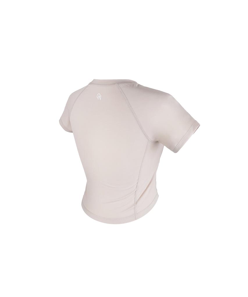 AINIFFON Air Cooling Short Sleeve Crop Top Cocoa Beige