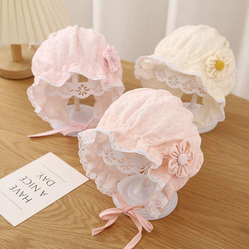 Baby Mädchen Spitzen Prinzessin Haube Hut Sommer Dünn Weiche Baumwolle Blume Sonnenhut Für Neugeborene Infat Fotografie Täglichen Ausflug