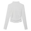 Women's Mock Neck Long Sleeve Crop Top Slim Fit Solid Ribbed Knit Thermal Layering Blouse Winter Commute Base Shirt