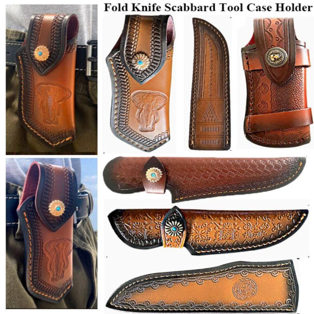 

Multistyles Fold Knife Scabbard Tool Brown Case Holder Outdoor Carry Equipment 3