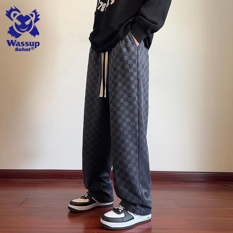 Wassup Sohot Men s Loose Straight Corduroy Casual Pants L