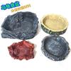 Reptile Water & Food Bowl - Small Round Gray Wood Grain Bowl for Turtles, Tortoises, Lizards, and Snakes.