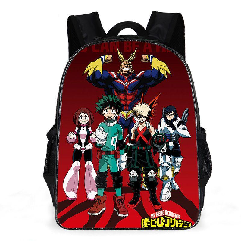 Polyester My Hero Academy Casual Backpack For Outdoor Travel Adjustable Strap And Spacious Design