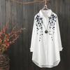 Korean Fashion Summer Shirts Women's Peter Pan Collar Embroid Single Breasted Long Sleeve Loose Mid-length Top