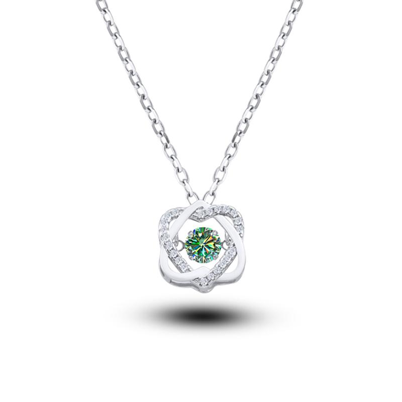 0.5ct Moissanite Necklace for Women Sparkling Simulated Diamond Pendant Beating Heart S925 Silver Fine Jewelry Gift