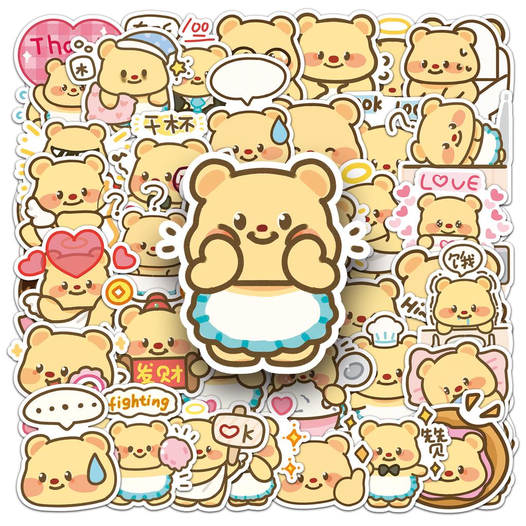 50 Butter Bear Graffiti Cartoon Cute Expression Pack Creative Decorative Water Cup Mobile Phone Sticker