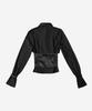 DARLING, YOU'RE BAD Satin Mix Corset Shirt #Black Stripe
