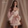 DZ Gorgeous Plus Size Mesh Camisole Nightgown & Robe Set 4434