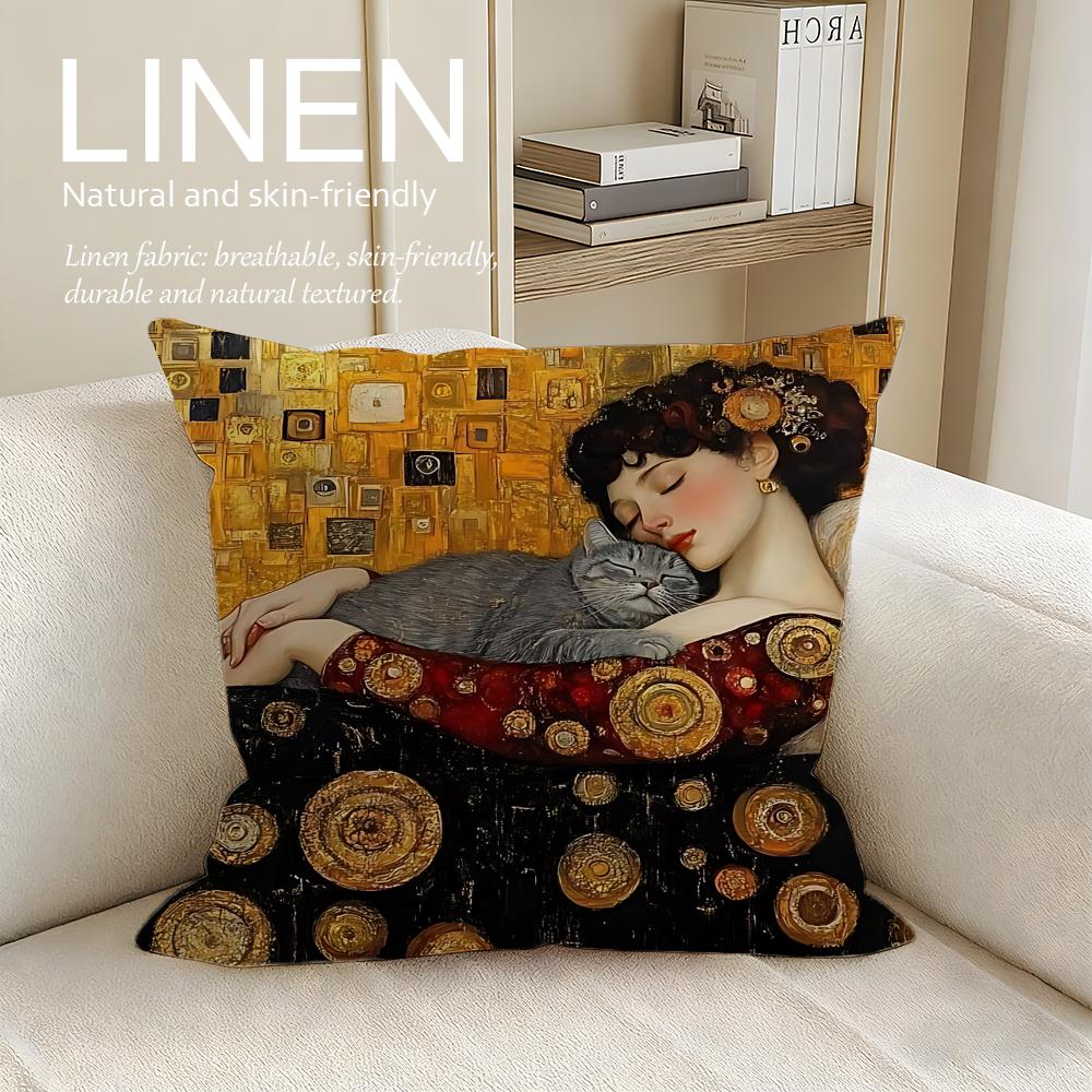 Artist Gustav Klimt Cushion Cover Pillowcase Set Pcs X X Breathable Washable Sofa Cushion Cover