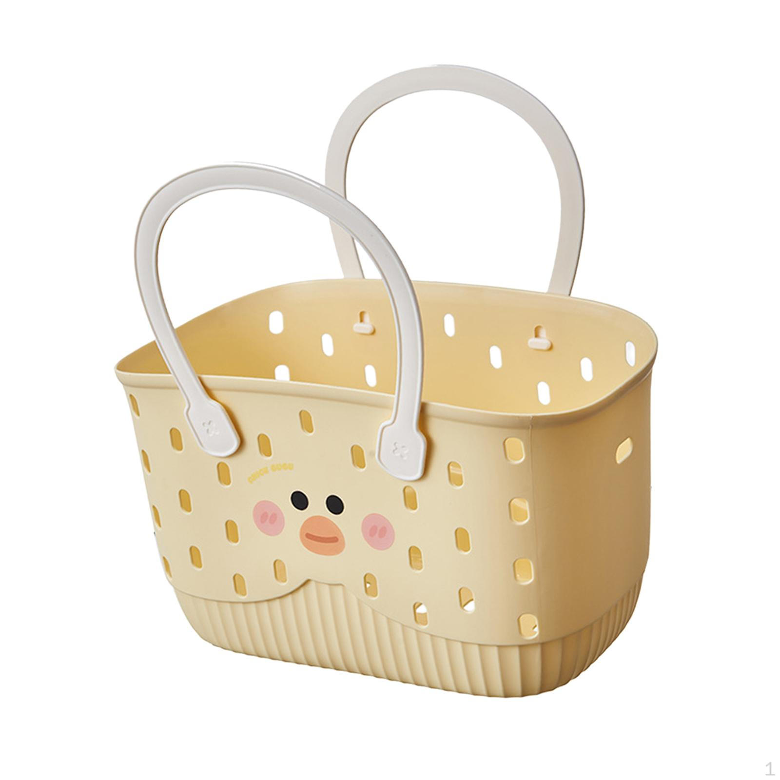 

Shower Storage Basket Cleaning Supply Organizer Tote Bin with Handles for Bedroom College жёлтый