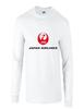 Japan Air Black Red Logo Japanese Airline White Cotton Long Sleeve T-Shirt