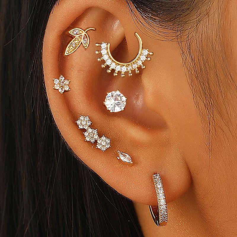 Fashion ins Star Moon Leaf Ear Bone Nail Ear Clip Ear Buckle Tassel Earrings Women's Fashion Overlapped Single Ear Suit Earrings