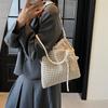 Natural Crochet Shoulder Bag for Women - Large Capacity Handwoven Beach Bag with Scarf, Summer Fashion Shopper Tote