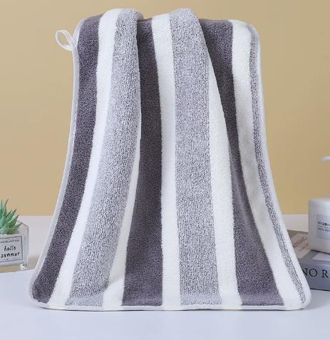 Wide Striped Coral Fleece Towel