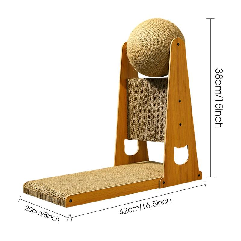L Shaped Cat Scratcher Vertical Cat Scratching Post With Ball Scratch-Proof Sisal Cat Scratcher Toy Durable Detachable Cat Bed